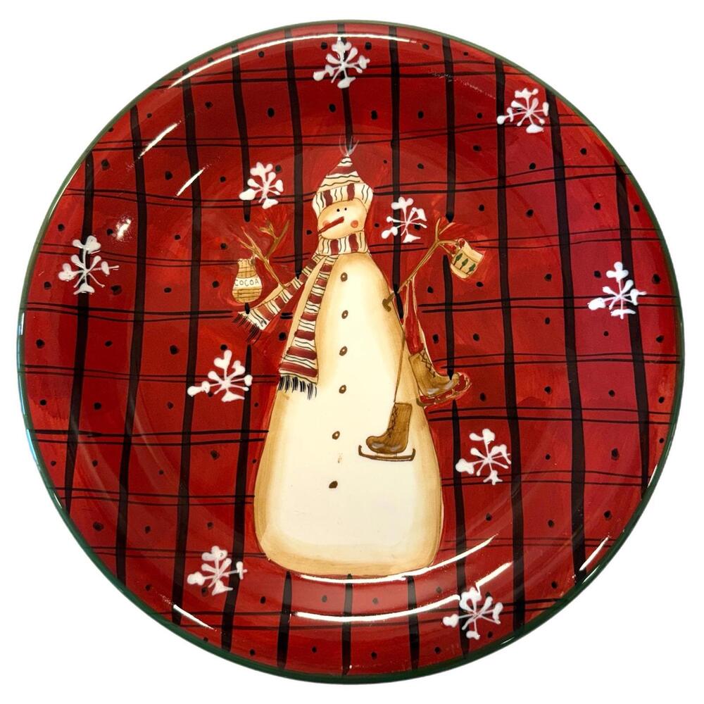 Vintage Noble Excellence Snow Mates Ceramic 11” Dinner Plate – Christmas - Plaid